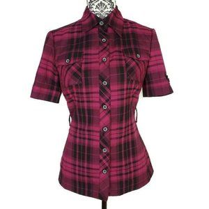 Purple Plaid Button Front Shirt Size 4 Small